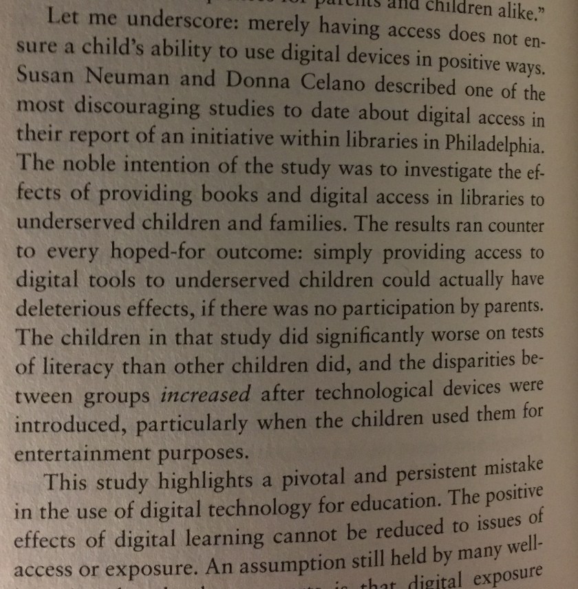 Passage about the dangers of digital access without guidance on how to use it well, from "Reader, Come Home" by Maryanne Wolf.